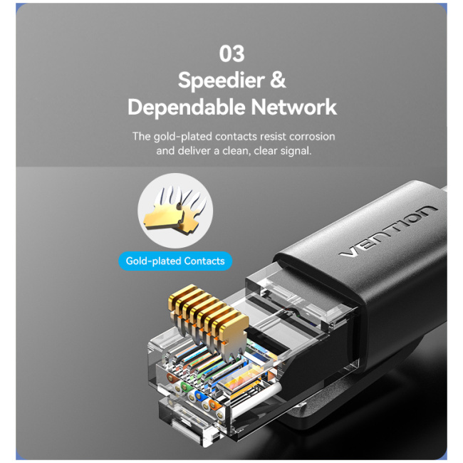 Vention NETWORK Cable CAT6 UTP 8.0m Black IBRBK - Image 6