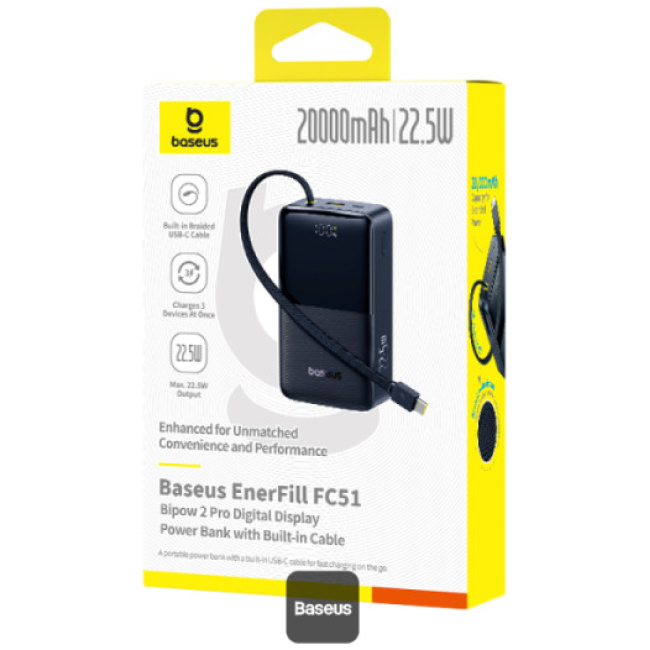 Baseus Powerbank 22.5W 20000mAh + Display EnerFill FC51 Bipow2 Pro  Black - Image 7