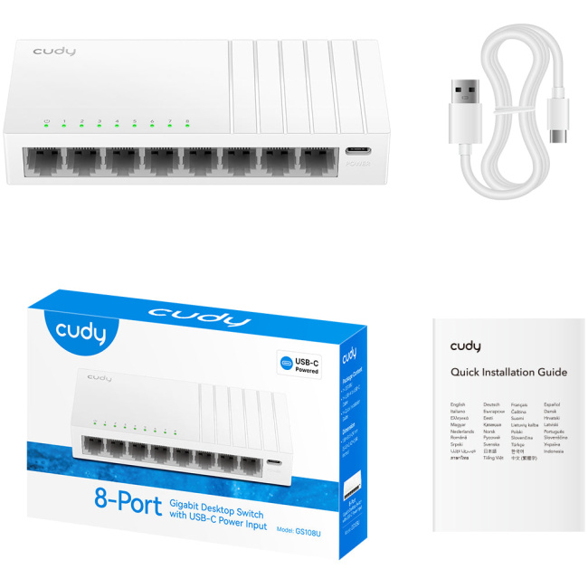 Cudy Switch Gigabit Ethernet 8-Ports Desktop GS108U with USB Power - Image 3