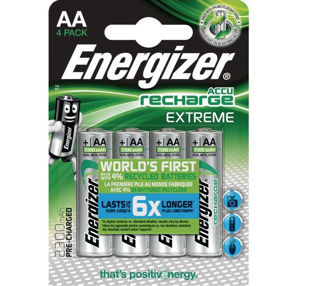 Energizer Batteries Rechargeable AA 2300 mAh (4pcs) Extreme Energizer Batteries Rechargeable AA 2300 mAh (4pcs) Extreme - Image 1