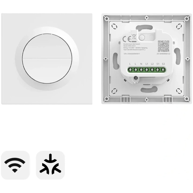 Sonoff Smart Wall Mechanical Switch 1-Button 2 Gang White With Matter - Image 2