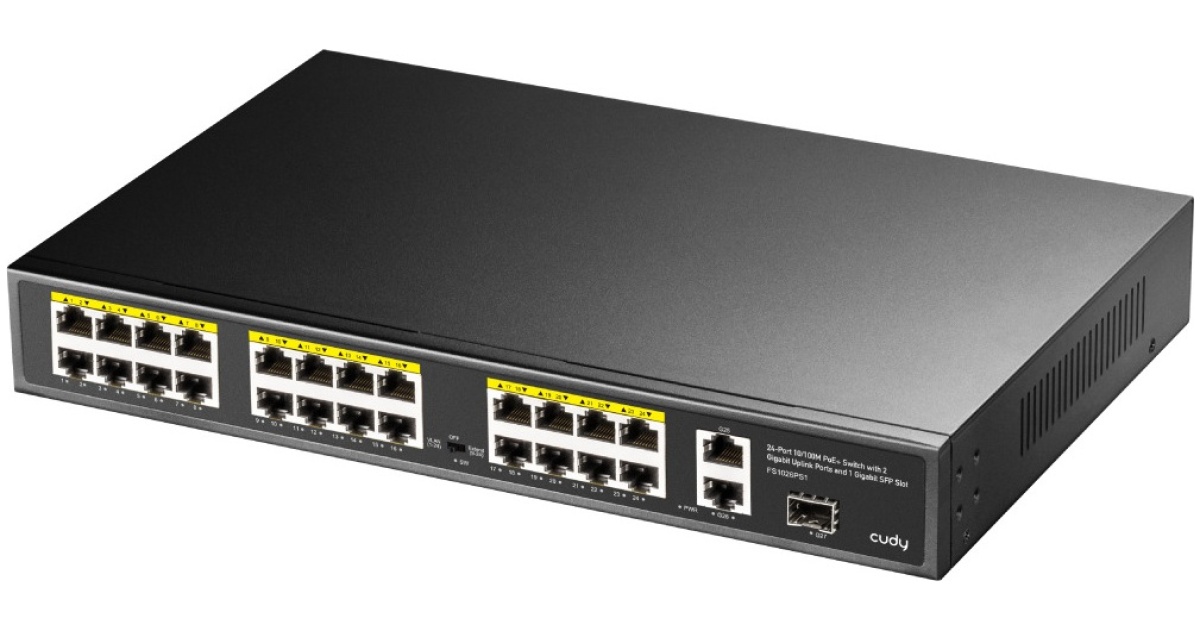 Cudy Switch PoE Fast Ethernet 24 PoE + 2 GbE + 1SFP 300W FS1026PS1 - Image 2