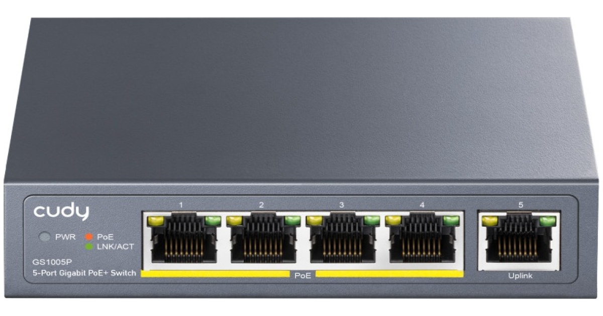 Cudy Switch PoE Gigabit 4PoE + 1GbE Uplink 60W GS1005P