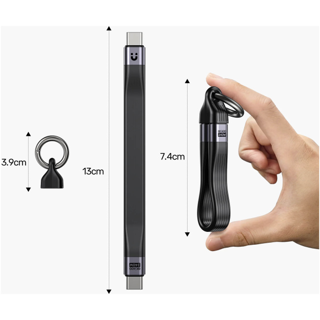 Unitek UC USB-C 4.0 M-M Cable & Keychain 0.13m 240W+40G+8K C14179A-0.13M - Image 13