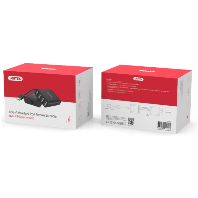 Unitek Y-2516 4 Port USB Extender Over Ethernet 60m - Image 2